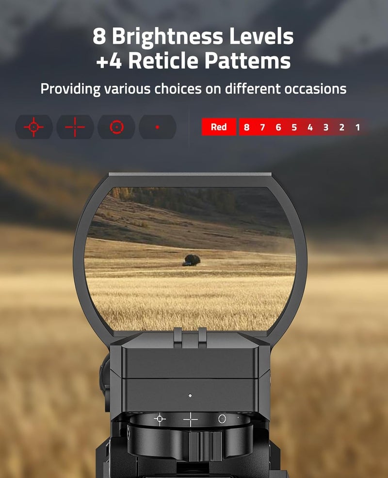 CVLIFE FoxSpook Rechargeable Reflex Sight, 1X28x40mm Red Dot Sight, 4 Adjustable Reticles Red Dot Optics for Picatinny Rail, Red Dot Scope, Paintball Sight Absolute Co-Witness - Image 4